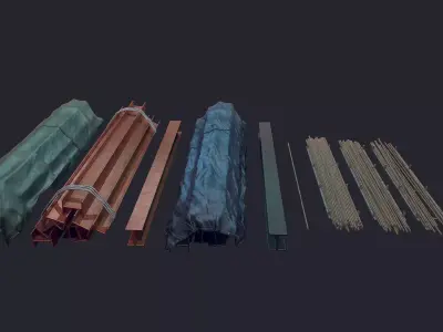 Industrial Metal Beam Low-poly 3D model