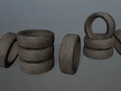 Tire 2 tyres pack Low-poly 3D model