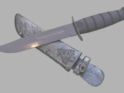 Combat Knife Low-poly 3D model 8