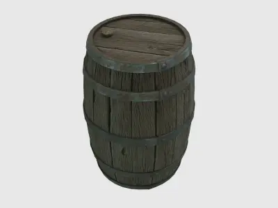 Low Poly Wooden Barrels With PBR Materials Low-poly 3D model