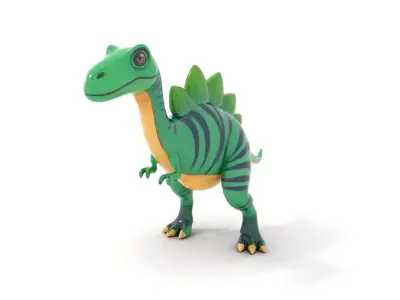 Cartoon Dinosaur Model Pack with Vibrant Textures Low-poly 3D model
