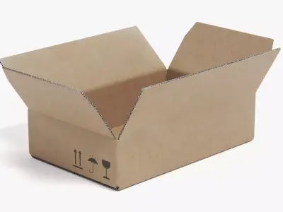 Cardboard Box V3 - Parcel Package with Symbols - Rigged 3D model
