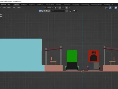 Low poly railway station Low-poly 3D model
