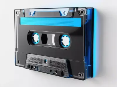 RetroFuturistic Neon Audio Cassette 3D model