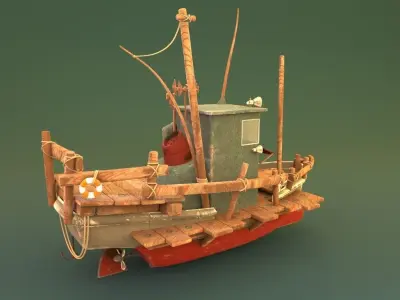 Fishing boat Low-poly 3D model from CGTrader