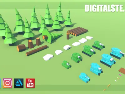 Low Poly Tank Game Kit Free low-poly 3D model