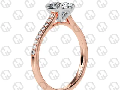 Ring 60 Radiant shape pave setting ring with gems 3D print model