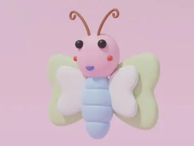 Cartoon Cute Butterfly 3 3D model