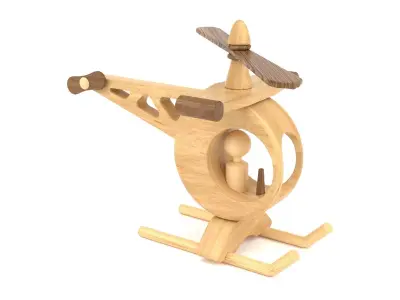 Wooden toy helicopter 05 3D model