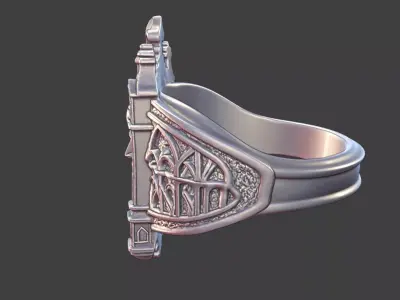 gothic church jesus ring ornate antique ring 3D print model