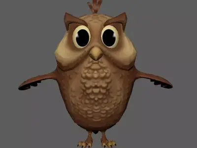 Cartoon Cute Owl Character 3D Model Low-poly 3D model