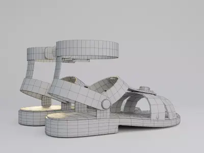 Roman Caligae Leather Sandals Low-poly 3D model