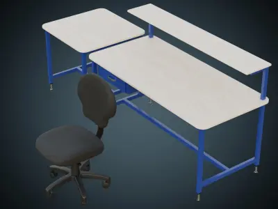 Desk And Chair 1A Low-poly 3D model