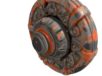 Rusty SciFi Ancient Mechanism Part Low-poly 3D model