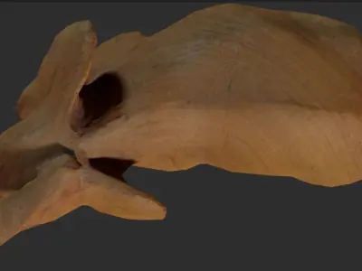 Carved Wooden Elephant statue Low-poly 3D model