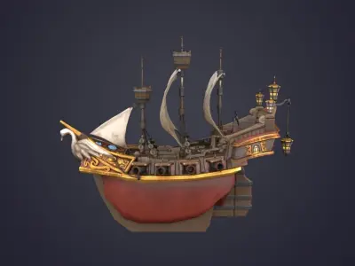 Pirate Boat Low-poly 3D model