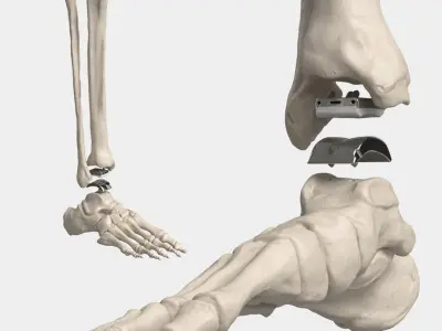  Ankle Joint Implant with Tibia Fibula and Foot Bones 