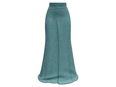 Elegant Slim Green Long Mermaid Style Skirt With Train Low-poly 3D model