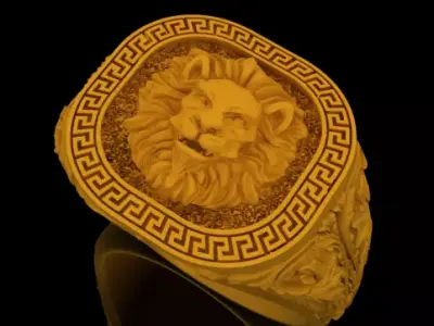 Lion ring 3D print model 10