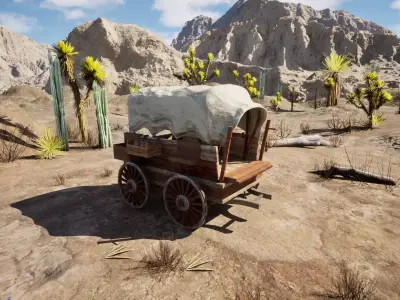 Wild West Wagon Pack Low-poly 3D model