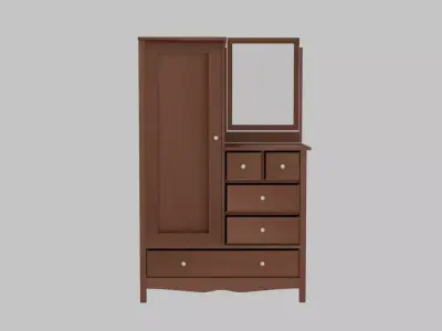 Antique Chifforobe With Mirror Low-poly 3D model
