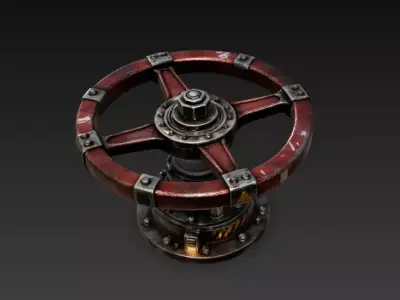 Industrial Sci-Fi Valve Wheel Control - PBR Low Poly Game Ready Low-poly 3D model