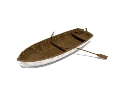 Wooden Life Boat Low-poly 3D model