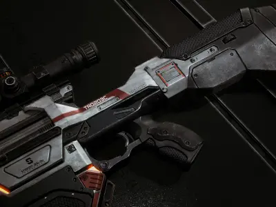 Sci-fi Gun Low-poly 3D model 7