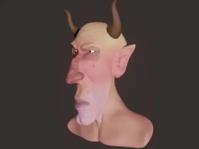 Satyr head of devil with horns 3D model