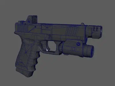 Glock 19 and attachments Low-poly 3D model