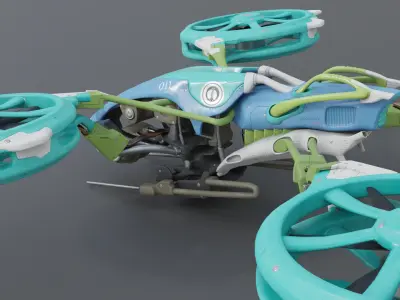 Futuristic quad copter drone Low-poly 3D model