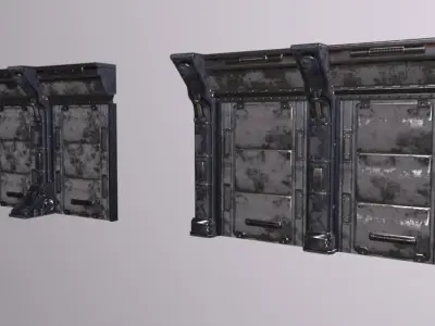Industrial Walls Mini Kit Low-poly 3D model