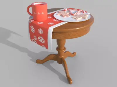 Christmas Chair with Props Set Low-poly 3D model