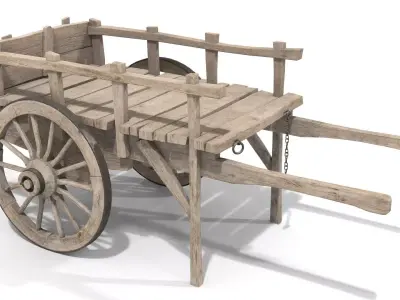 Wooden Trader Cart Low-poly 3D model