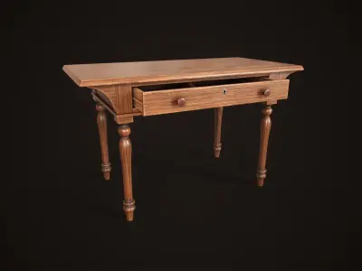 Vintage victorian desk Low-poly 3D model