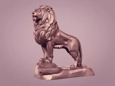 Abstract Lion Statue Figurine Free low-poly 3D model
