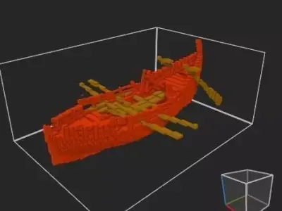voxel boat2 Free 3D model