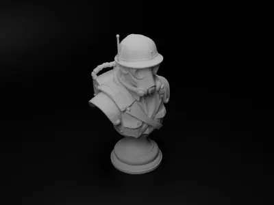 Underwater Soldier Bust Chess 3D print model
