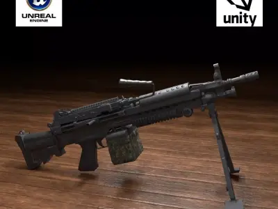 M249 Squad Automatic Weapon Low-poly 3D model