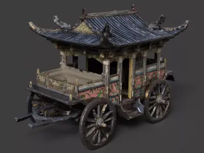 Chinese Ancient Carriage Figure  Low-poly 3D model purchase