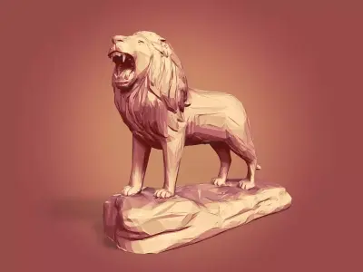 Polygonal Lion Statue Free low-poly 3D model