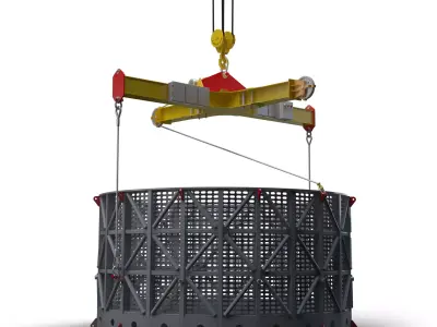 Industrial Perforated Cylinder with Lifting Beam 3D model
