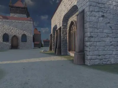 Mountain Village Landscape 3D model shop