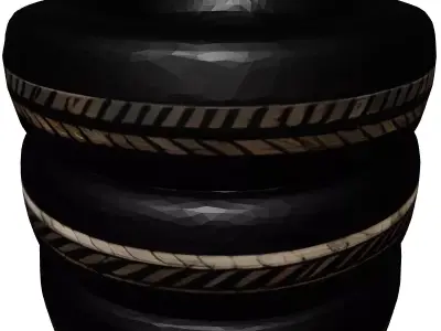 Realistic Stacked Car Tires Set 3D model