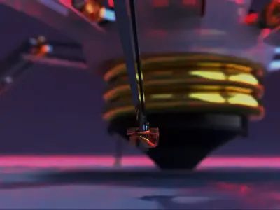 Radiant Ratchet Futuristic Mechanical Lightbulb with Six Legs 3D model