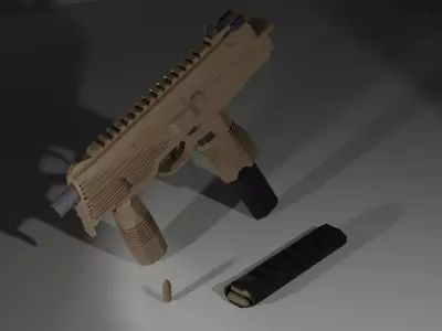 low-poly mp 9 gun on table Low-poly 3D model
