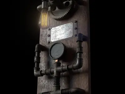 Steampunk lamp - game ready Low-poly 3D model