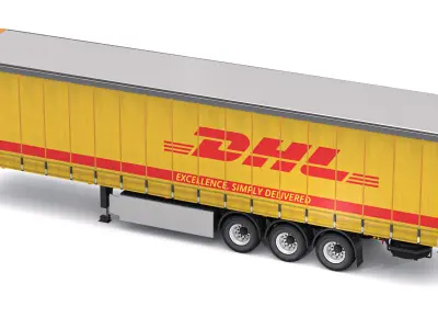 Semi Trailer DHL Curtainsider 3D model