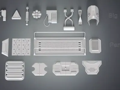 Sci-Fi Panels Kitbash pack Low-poly 3D model