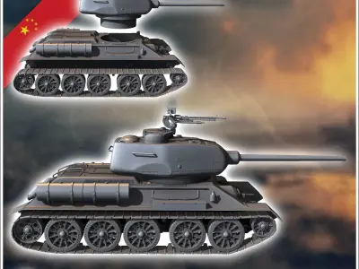 T-34-85 Type 58 Gai - Chinese Modern army Military miniatures Pe 3D print model